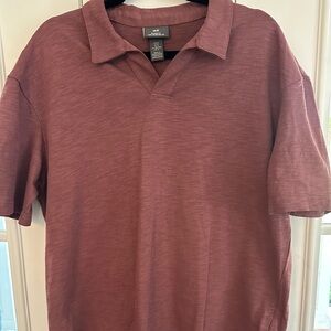 Men’s H&M Medium Relaxed Fit 100% Heavy Cotton V-Neck Polo with Collar Mauve